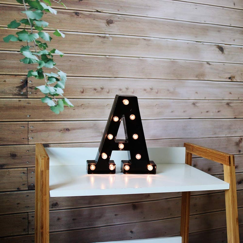 OYCBUZO Light Up Black Alphabet Marquee Letters Sign LED Marquee Number Lights Sign for Night Light Home Bar Christmas Lamp Birthday Party Wedding Decoration A - Image 3